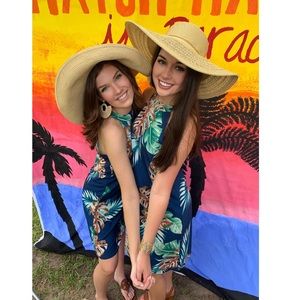 Halter Dress- Hawaiian Leaf Print